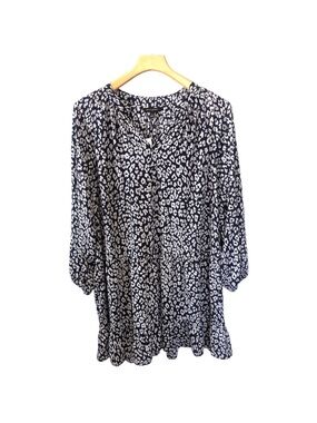 Banana Republic Factory Navy White Animal Print Long Sleeve Dress Small NWT